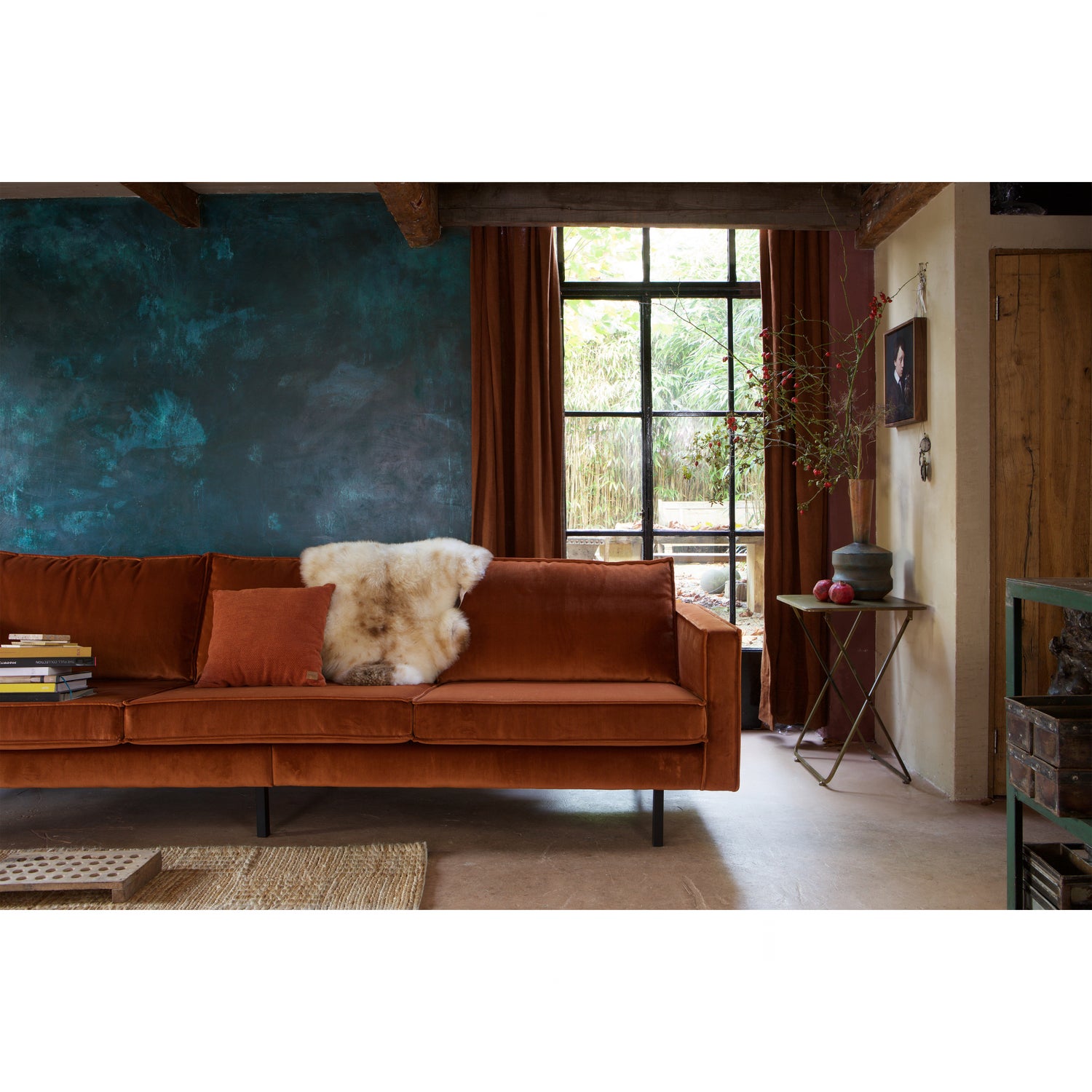 Rodeo bank 3-zits velvet roest - Afbeelding 2