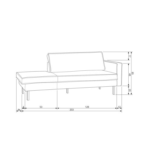 Rodeo daybed right cognac - Afbeelding 2