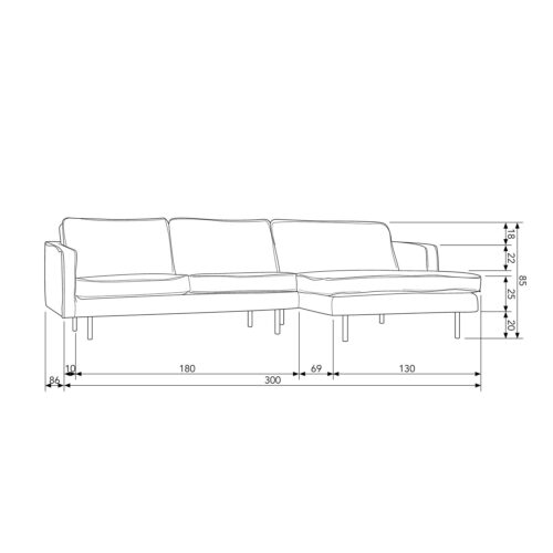 Rodeo Loungebank rechts velvet pistache - Afbeelding 3