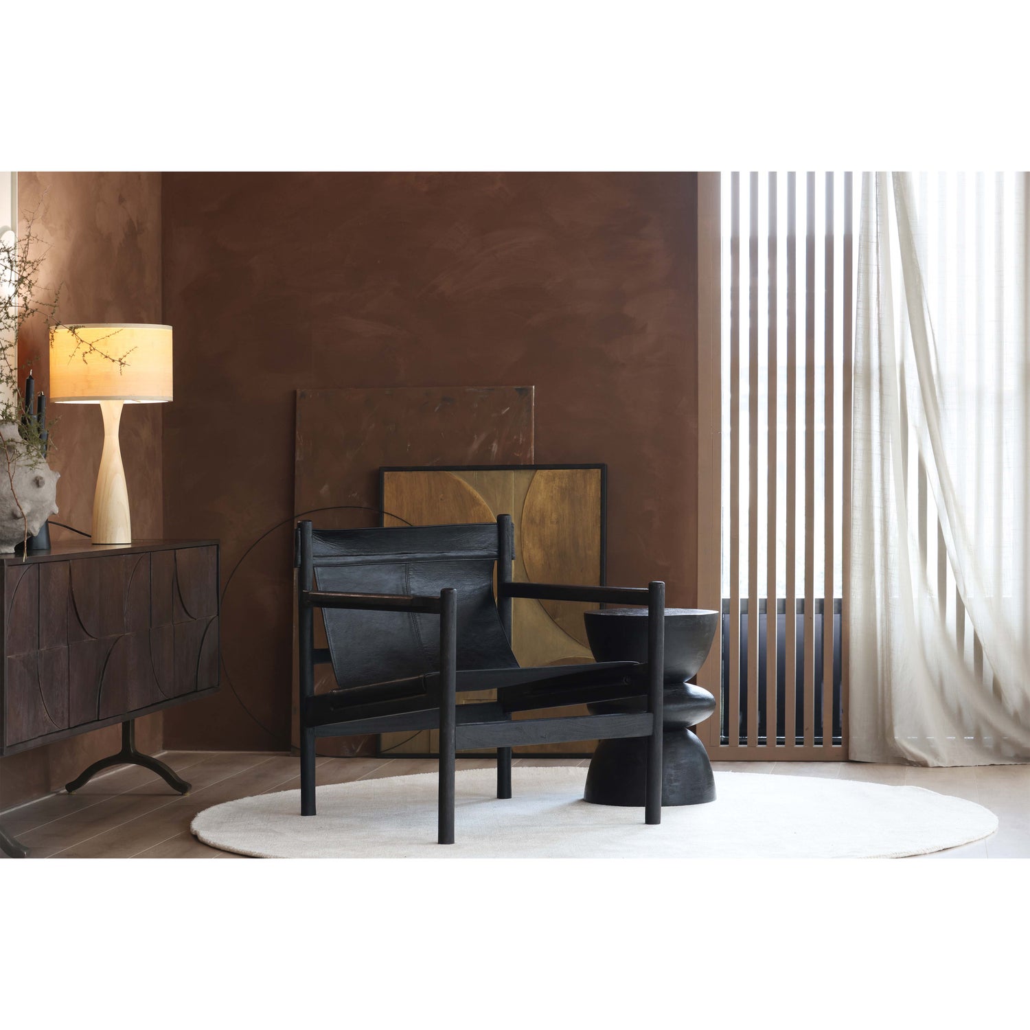 Dressoir Draw Mangohout, 180cm, kleur Zwart - Afbeelding 3