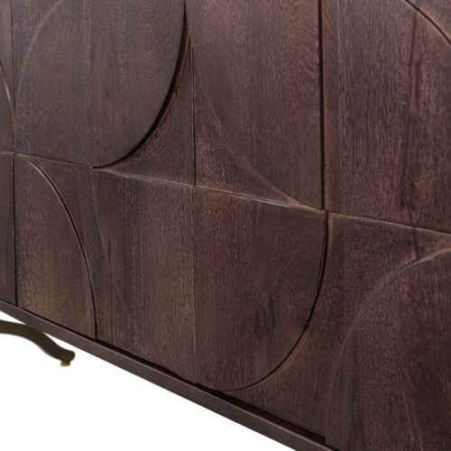 Dressoir Draw Mangohout, 180cm, kleur Zwart - Afbeelding 7