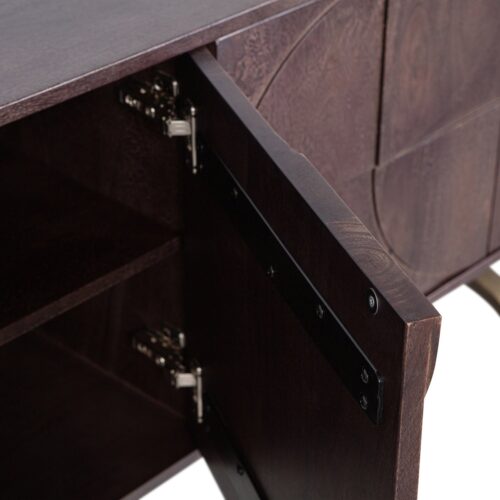 Dressoir Draw Mangohout, 180cm, kleur Zwart - Afbeelding 8