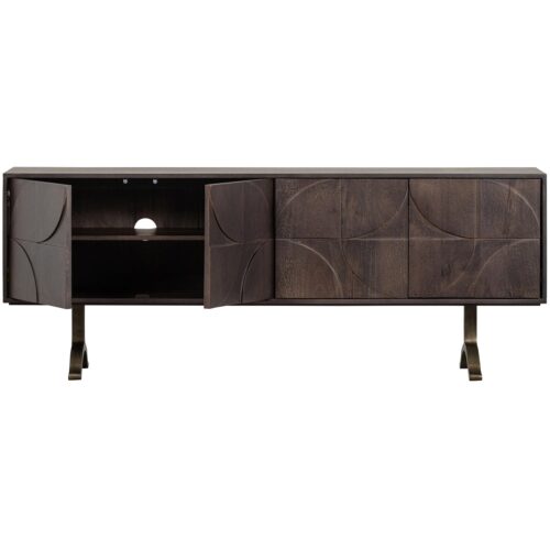 Dressoir Draw Mangohout, 180cm, kleur Zwart - Afbeelding 5