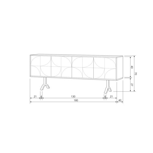 Dressoir Draw Mangohout, 180cm, kleur Zwart - Afbeelding 9