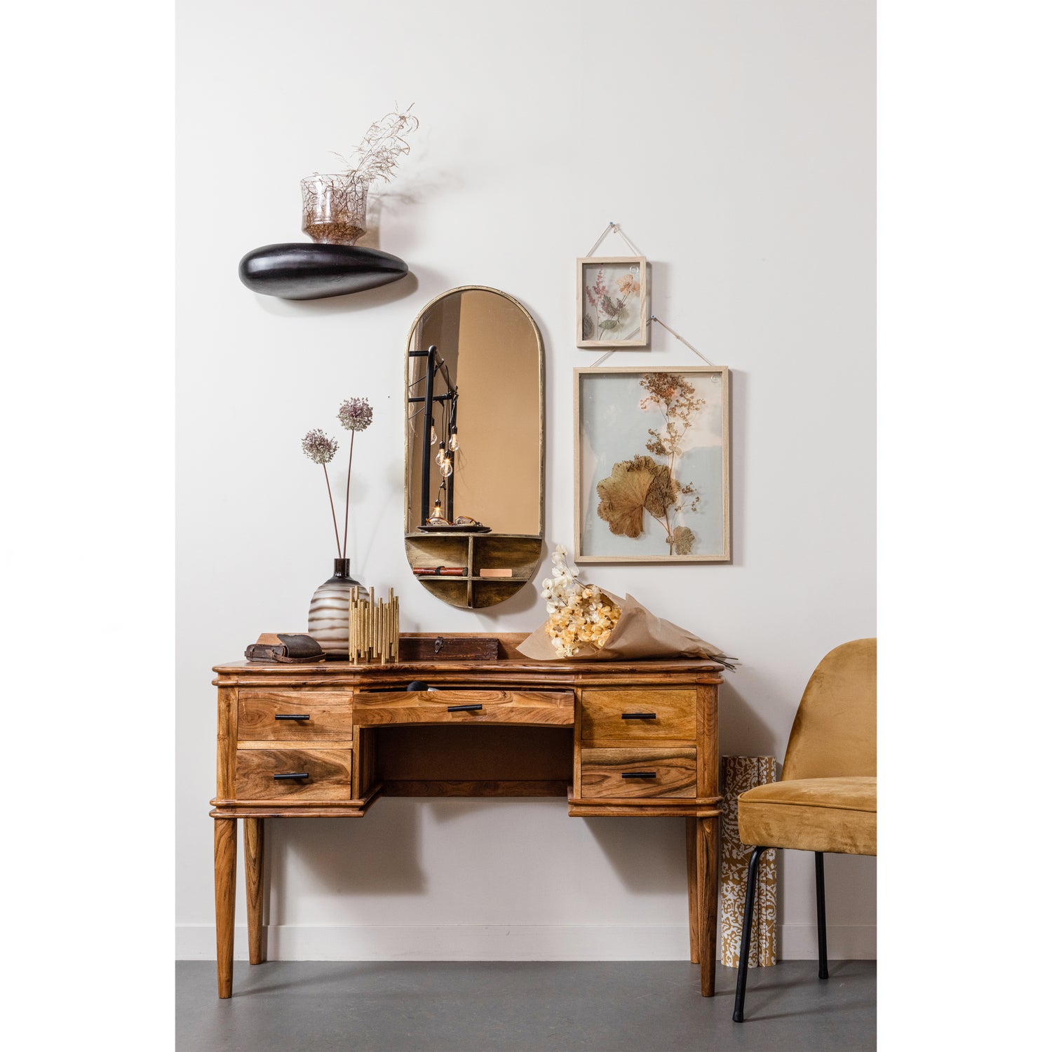 Potpourri fotolijst bloemen met houten rand 23x18 - Afbeelding 2