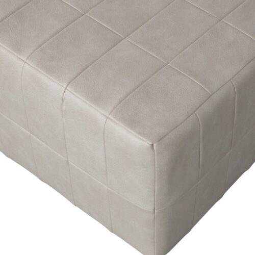 Poef Patchwork Lederlook Naturel - Afbeelding 5