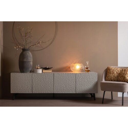 TV-meubel Carved Mangohout 185cm - Mistgrijs - Afbeelding 2