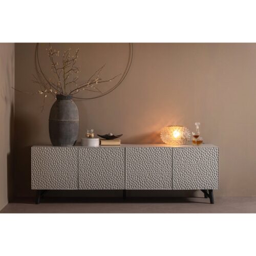 TV-meubel Carved Mangohout 185cm - Mistgrijs - Afbeelding 3