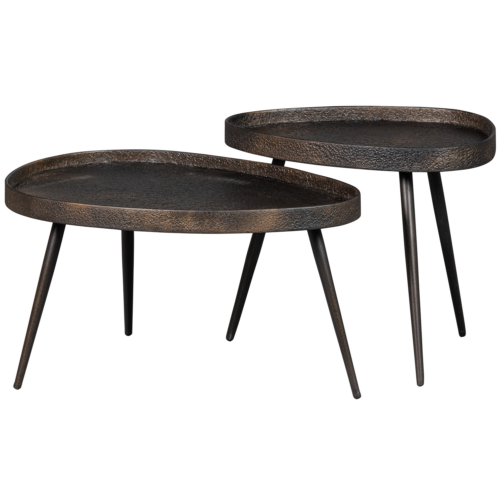Bijzettafel Crude set an 2 stuks - antique bronze