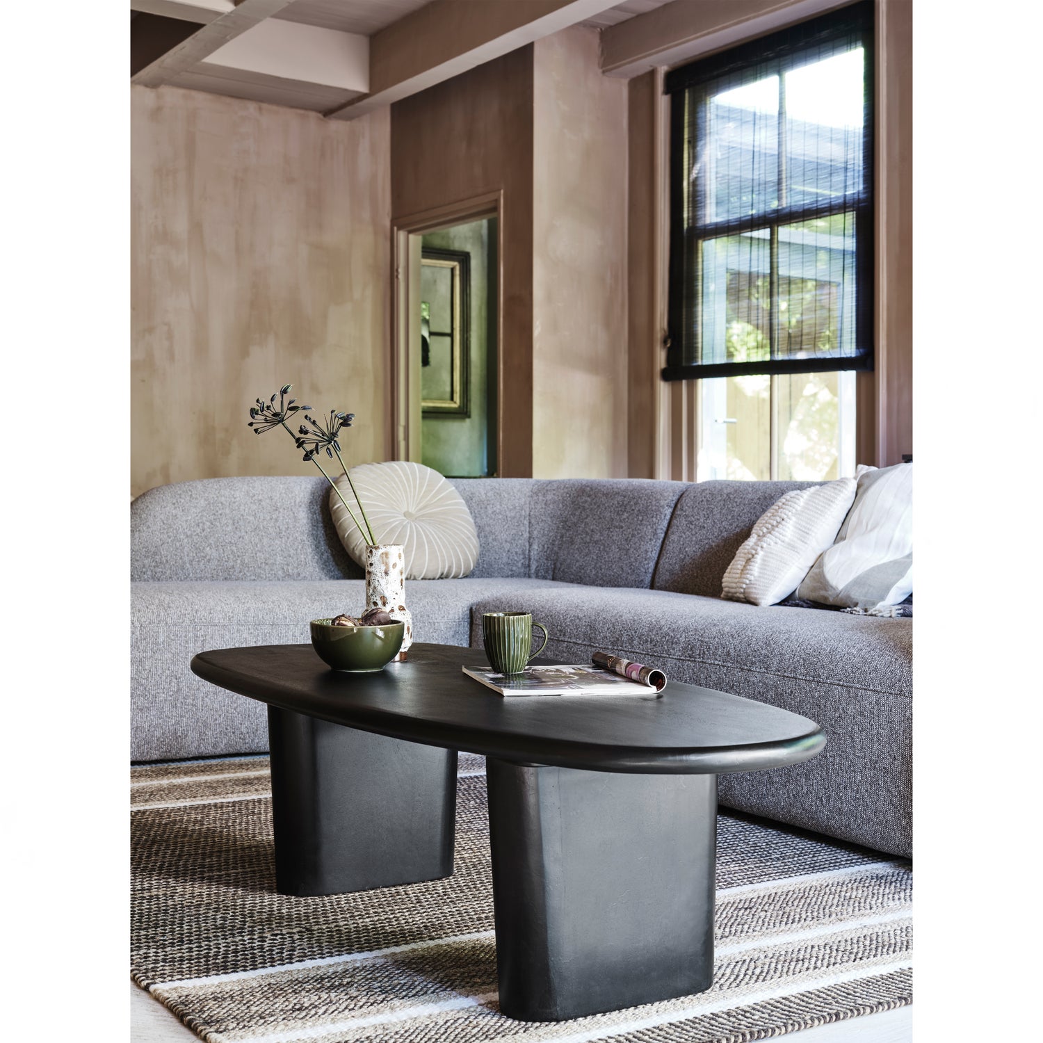 Sloping hoekbank links lichtbruin melange - Afbeelding 2