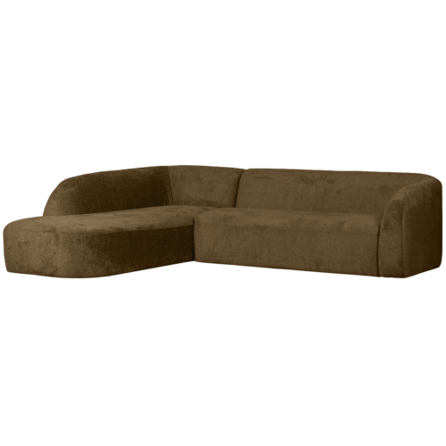 Sloping hoekbank links structure velvet brass