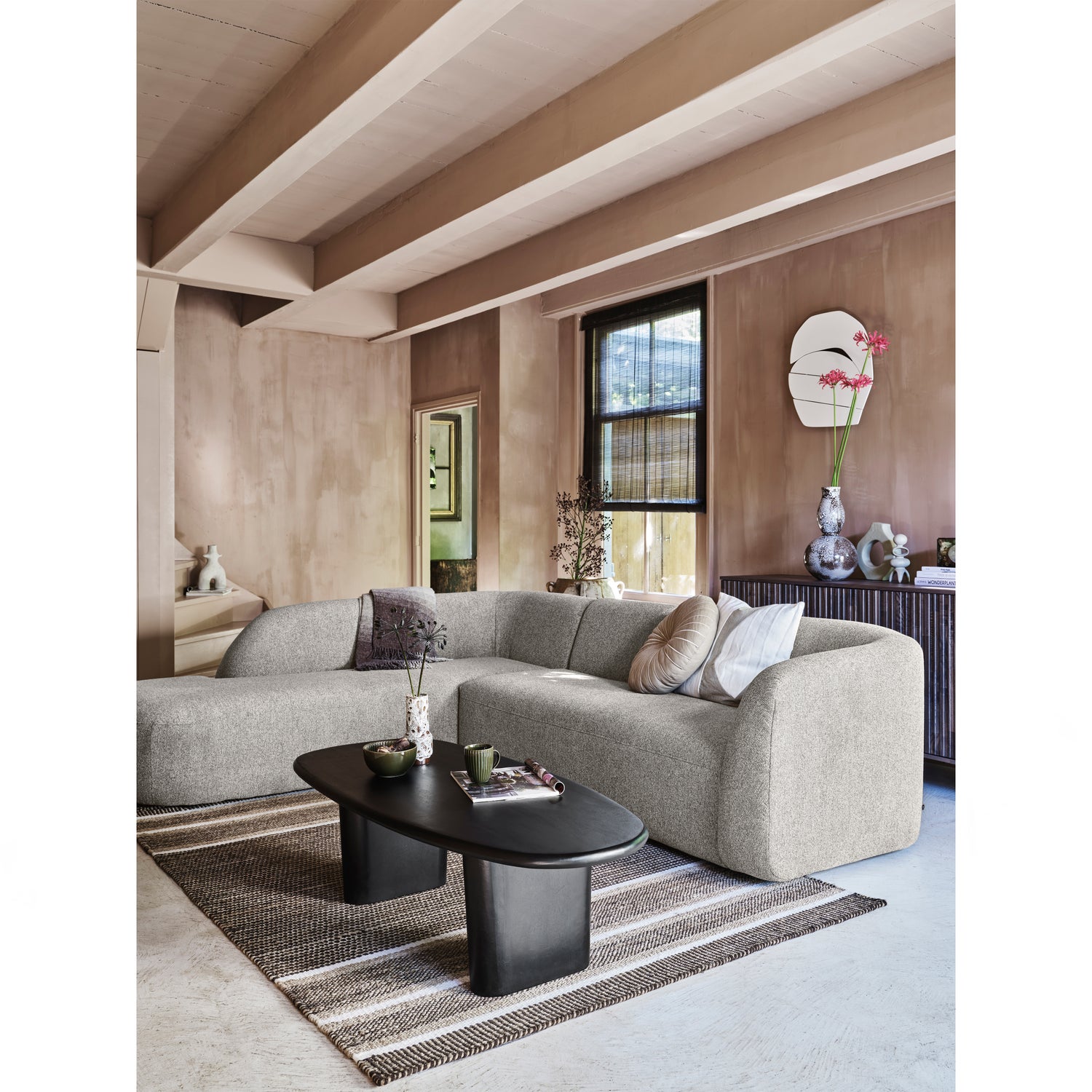 Sloping hoekbank links off white melange - Afbeelding 2