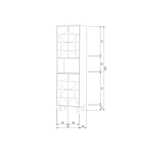 Opbergkast Draw Mangohout, 200 x 60cm, kleur Walnoot - Afbeelding 8