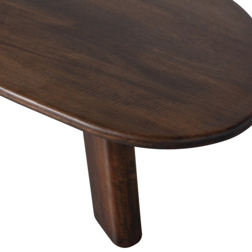 Organische Salontafel Roundly Mangohout 110 x 60cm  Walnoot - Afbeelding 7