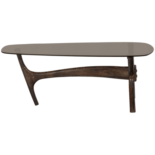 Organische Salontafel Flash Mangohout en glas 110 x 60cm - Afbeelding 4