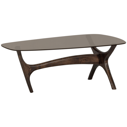 Organische Salontafel Flash Mangohout en glas 110 x 60cm