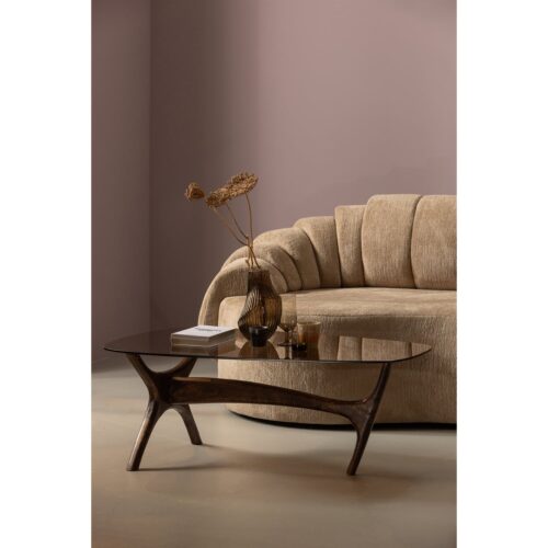 Organische Salontafel Flash Mangohout en glas 110 x 60cm - Afbeelding 2
