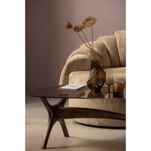 Organische Salontafel Flash Mangohout en glas 110 x 60cm - Afbeelding 3