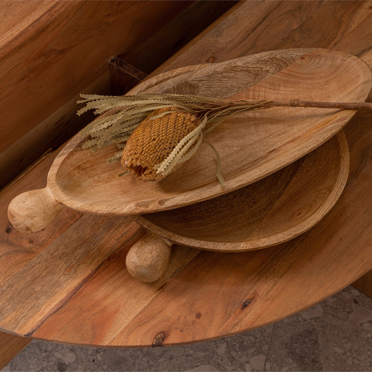 Seemly decoratieschaal ovaal mango hout naturel - Afbeelding 2