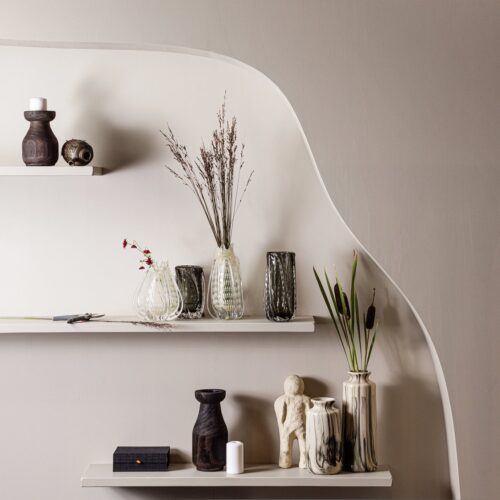 Crown handgevormde vaas glas off white 30x12cm - Afbeelding 2
