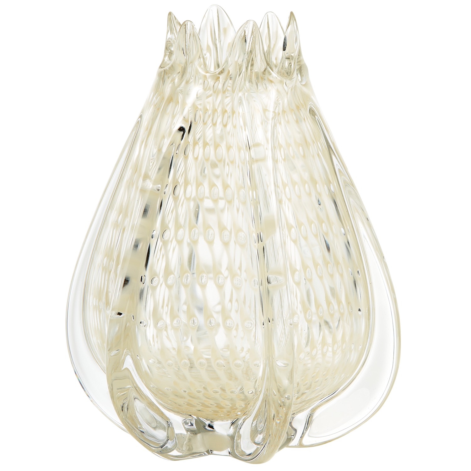 Crown handgevormde vaas glas off white 24x18cm - Afbeelding 3