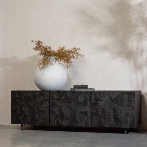 TV-meubel Counter Mangohout 160cm - zwart - Afbeelding 2