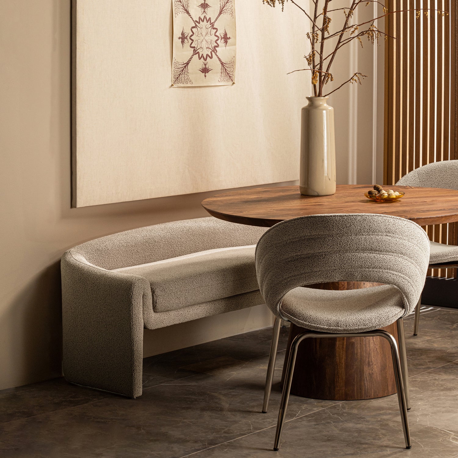 Eetkamerbank Zone Geweven - Beige - Afbeelding 2