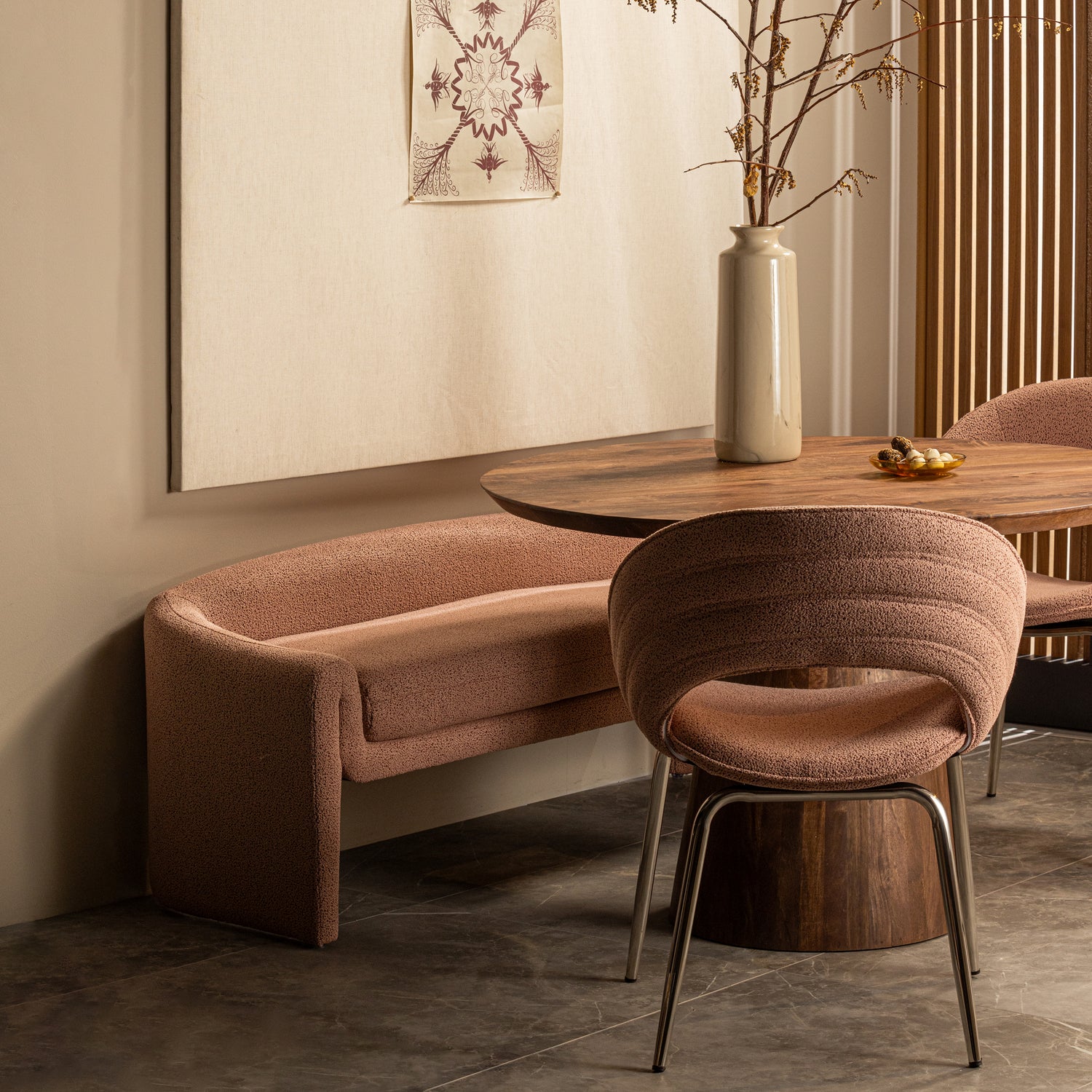 Eetkamerbank Zone Geweven - Roze - Afbeelding 2