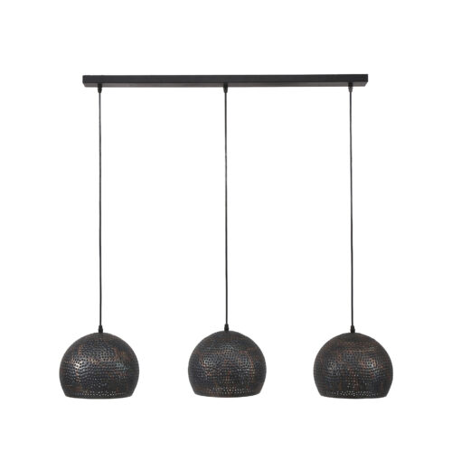 Hanglamp Punch Bol Zwart Bruin - 3 lampen - Afbeelding 11