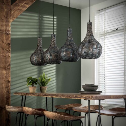 Hanglamp Armor Kegel Zwart Bruin - 4 lampen - Afbeelding 14