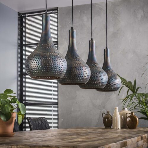 Hanglamp Punch Kegel Zwart Bruin - 4 lampen - Afbeelding 16