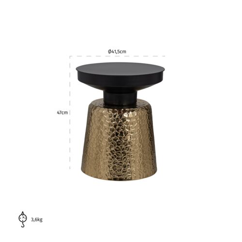 Bijzettafel Freddie Ø42 cm - Zwart/Goud - Afbeelding 2