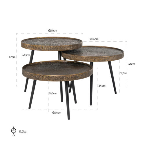 Salontafel Luton Set van 3 stuks - Goud - Afbeelding 2