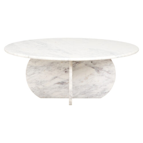 Ronde Salontafel Holmes Marmer Ø90 cm - Wit - Afbeelding 2