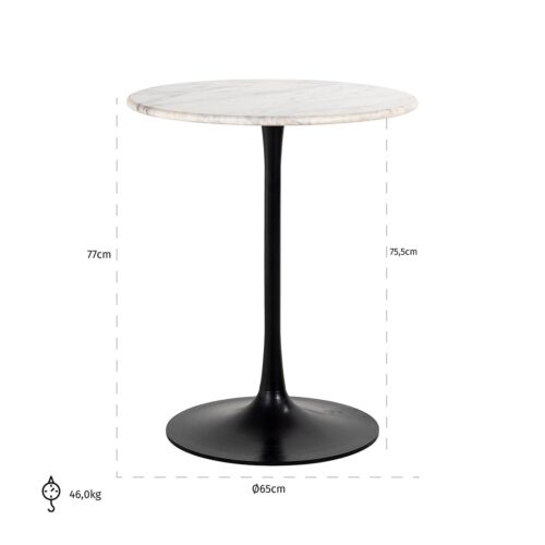 Ronde Bistrotafel Carlten Marmer Ø65 cm - Wit - Afbeelding 3
