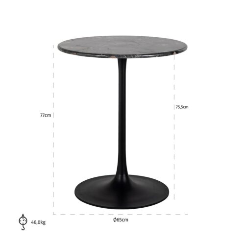 Ronde Bistrotafel Carlten Marmer Ø65 cm - Zwart - Afbeelding 3