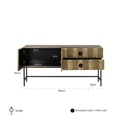 Dressoir Jaxx (Zwart/Goud) - Afbeelding 4