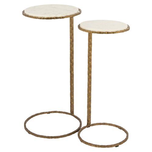 Bijzettafel Scofield Marmer Set van 2 stuks - Goud