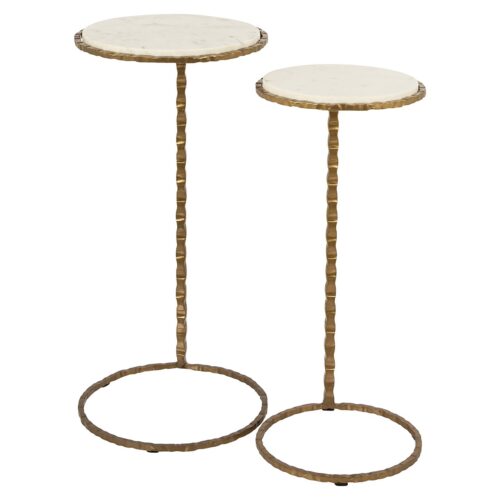 Bijzettafel Scofield Marmer Set van 2 stuks - Goud - Afbeelding 2