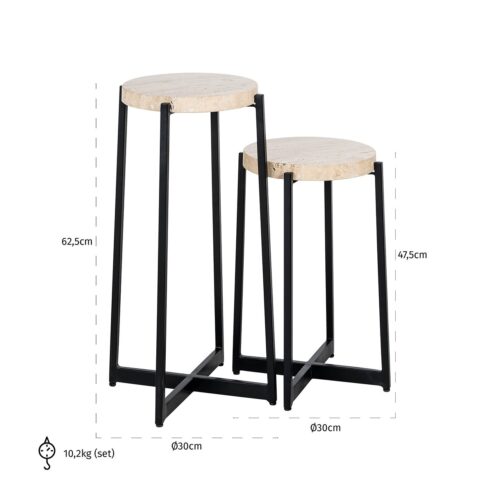 Bijzettafel Dillinger Marmer - Set van 2 stuks - Afbeelding 5