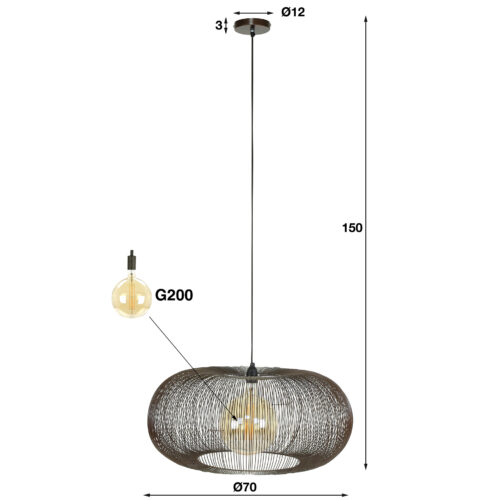 Hanglamp Copper Twist 1 lamp Ø70cm - Afbeelding 18