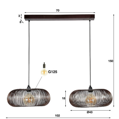 Hanglamp Copper Twist 2 lampen Ø43cm - Afbeelding 12