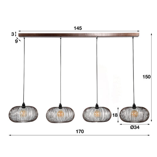 Hanglamp Copper Twist 4 lampen Ø35cm - Afbeelding 21