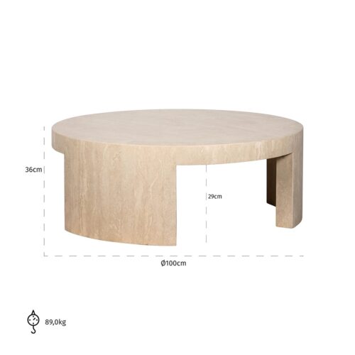 Ronde Salontafel Biltmore Travertin Ø100 cm - Beige - Afbeelding 3