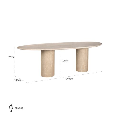 Organische Eettafel Renaissance 240 x 100 cm Travertin - Beige - Afbeelding 5