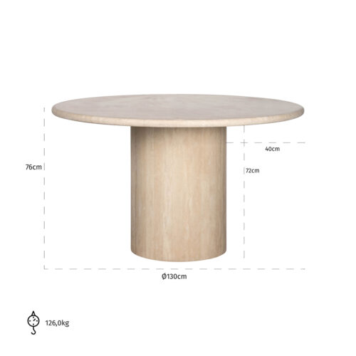 Ronde Eettafel Renaissance Ø130cm Travertin - Beige - Afbeelding 3
