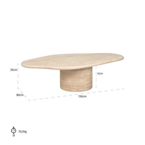 Organische Salontafel Fictus 130 x 80 cm - Faux Travertin - Afbeelding 5