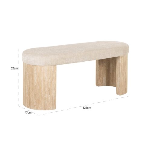 Eetkamerbank Gallice Travertin - 120cm - Afbeelding 5