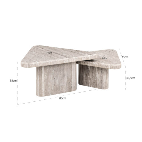 Salontafel Dwayne Marmer - Set van 2 stuks - Afbeelding 4