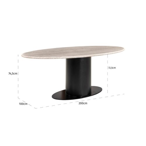 Ovale Eettafel Brodman Marmer 200 x 100 cm - Wit - Afbeelding 5